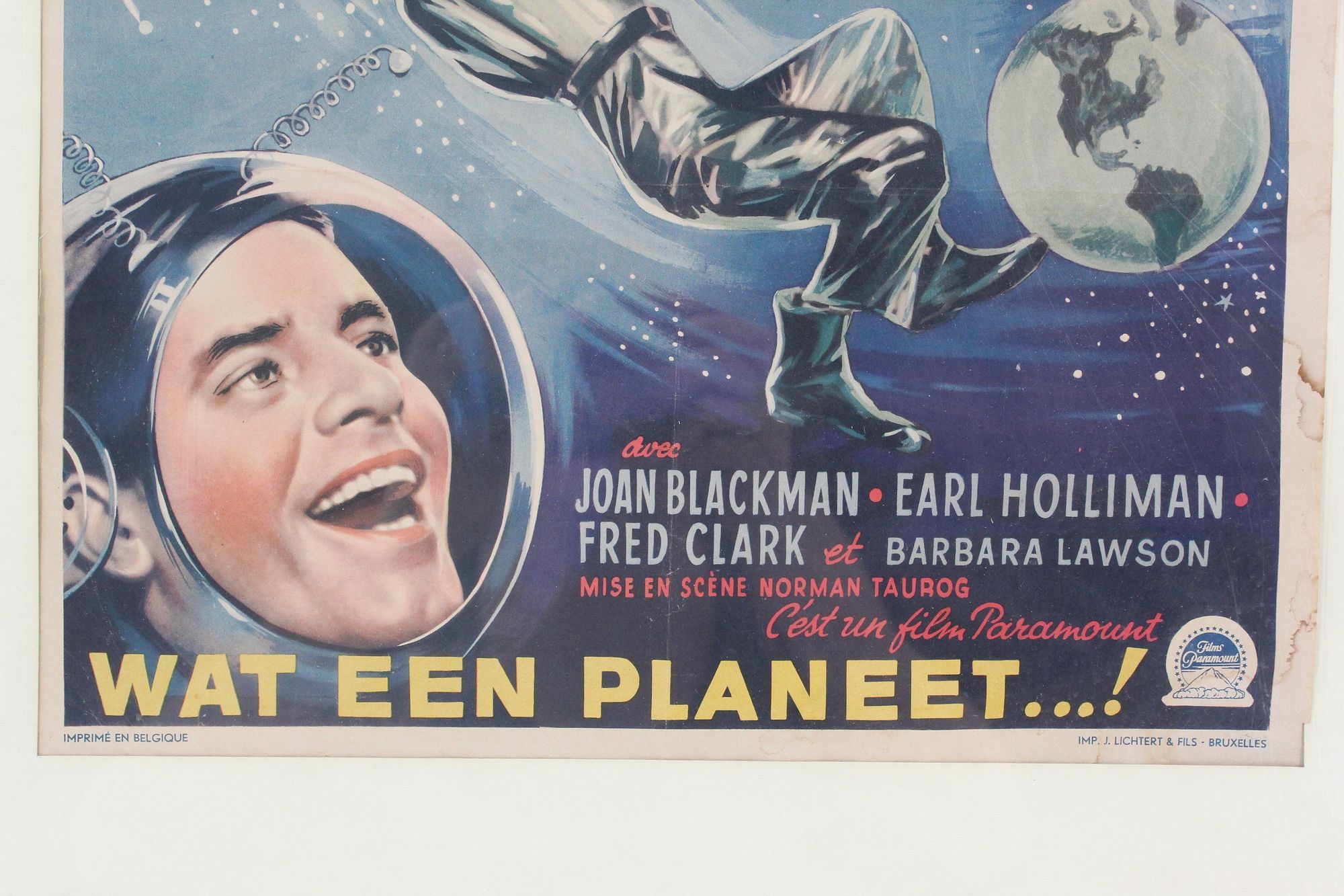 Artwork by Paramount Pictures, Visit To A Small Planet Belgian Movie Poster AS IS, Made of Poster