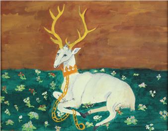 An oil painting on board of the Wilton Deer - Samantha Gould
