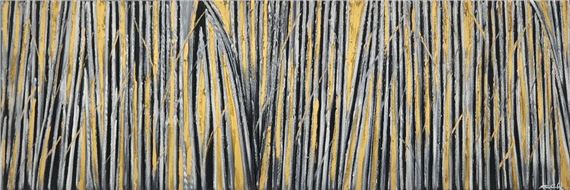 John Garfield | Abstract metallic canvas work by John Garfield signed ...