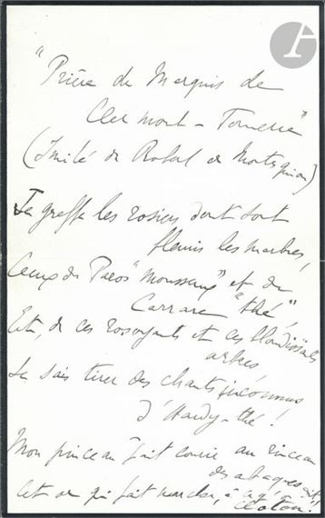 Autograph poem... - Lot