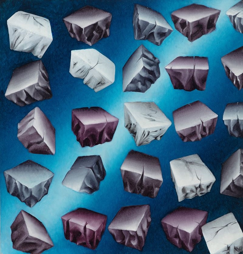 Artwork by Santolo De Luca, Di Santa Ragione, Made of oil on shaped cardboard mounted