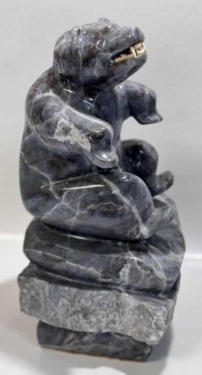 Artwork by Levi Semigak, SUBSTANTIAL LEVI SEMIGAK POLAR BEAR SOAPSTONE, Made of soapstone