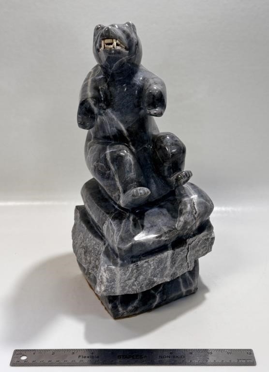 Artwork by Levi Semigak, SUBSTANTIAL LEVI SEMIGAK POLAR BEAR SOAPSTONE, Made of soapstone