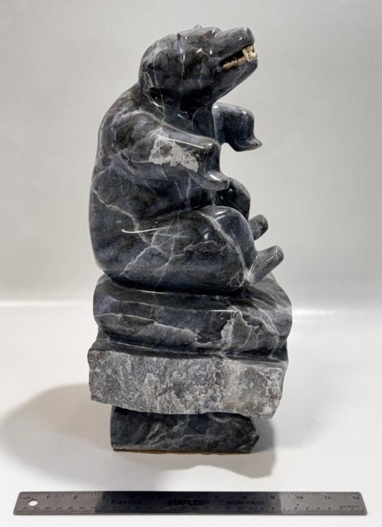 Artwork by Levi Semigak, SUBSTANTIAL LEVI SEMIGAK POLAR BEAR SOAPSTONE, Made of soapstone
