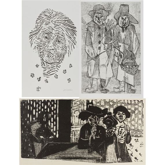 Zwei düstere Rummelfiguren by Willem Grimm, (19)49