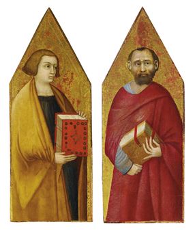 Saint John the Evangelist; and An Apostolic Saint, possibly Saint Mark - Mello DA Gubbio