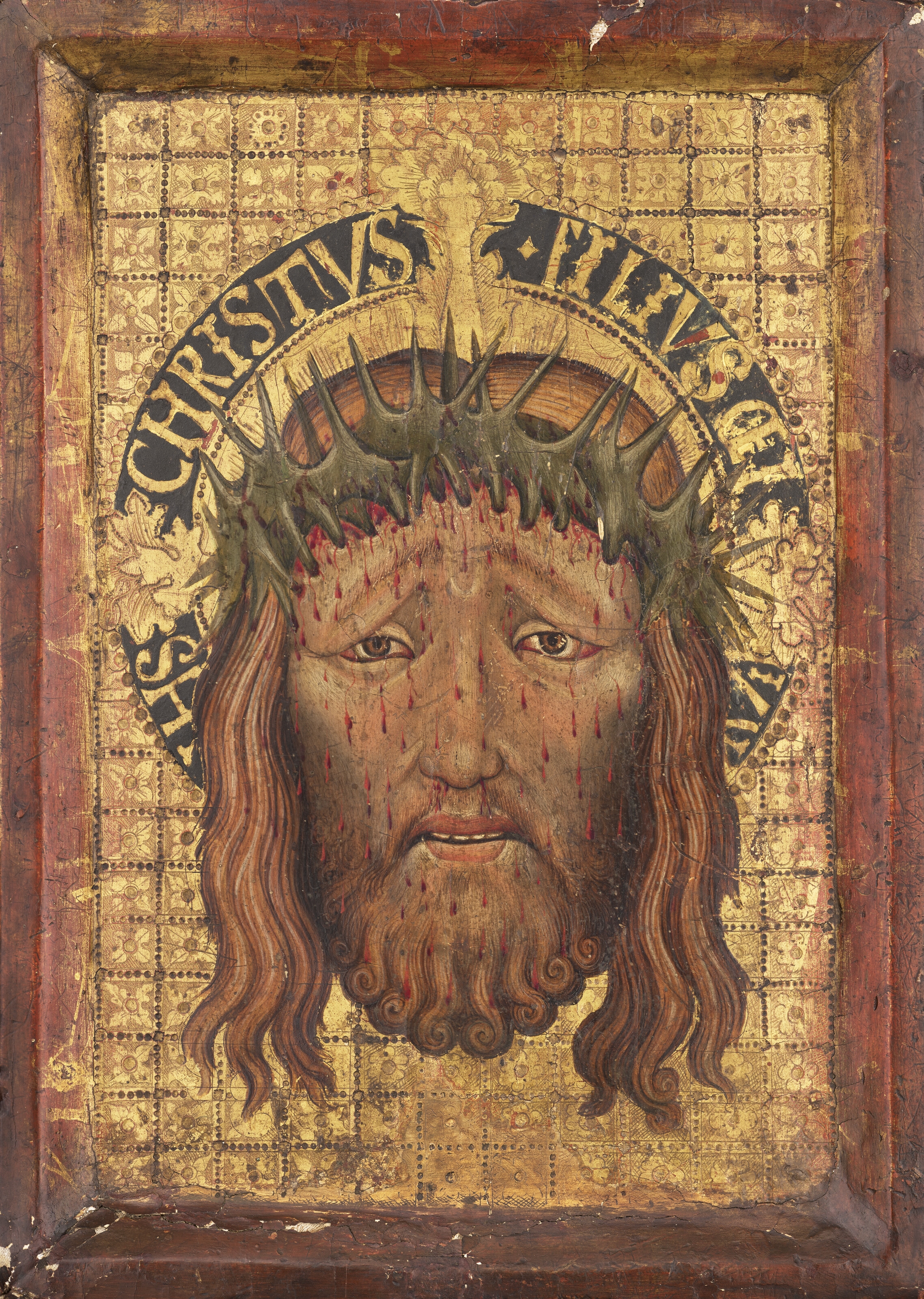 Artwork by Hispano-Flemish School, 15th Century, The Holy Face, or Christ with the Crown of Thorns, Made of oil, tempera and gold on panel