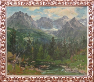 Artwork by Ján Grotkovský, Tatry, Made of oil on cardboard