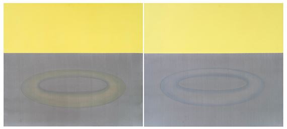 Doppelgemälde Gelb auf Grau by Elisabeth Mehrl, 1998