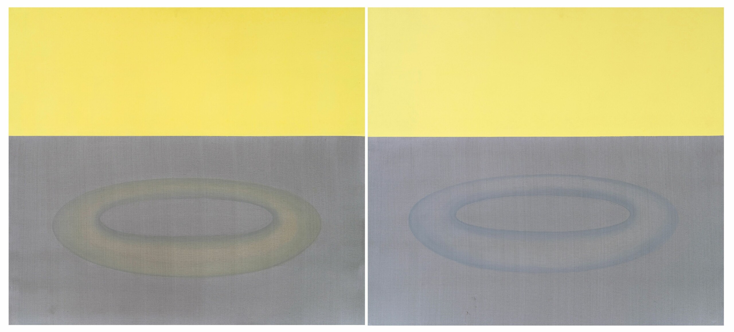 Artwork by Elisabeth Mehrl, Doppelgemälde Gelb auf Grau, Made of acrylic on canvas