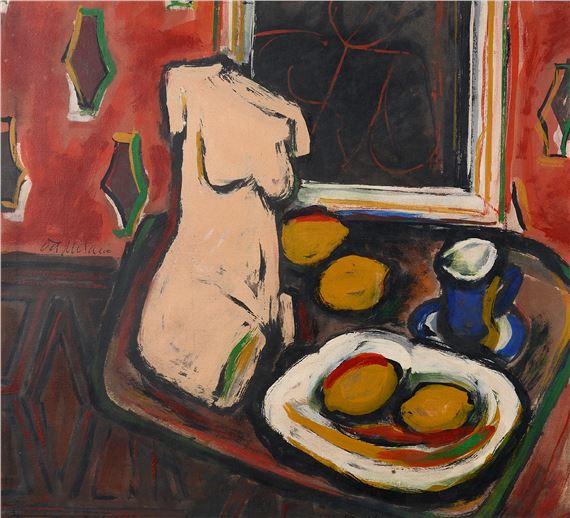 Still life with statue by Giulio Da Milano