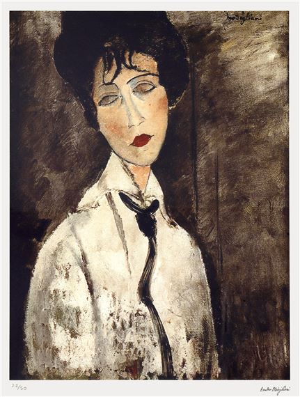Amedeo Modigliani | Portrait of a woman with a black tie (Circa 17 ...