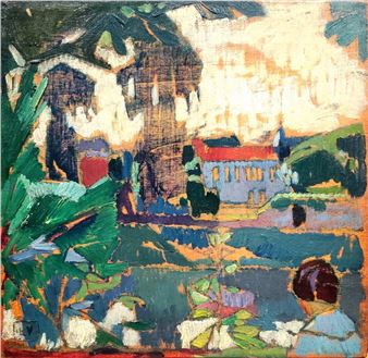 **Nabi Fauve Impressionist School Young girl in a garden י oil on panel - Post-Impressionist School, 20th Century