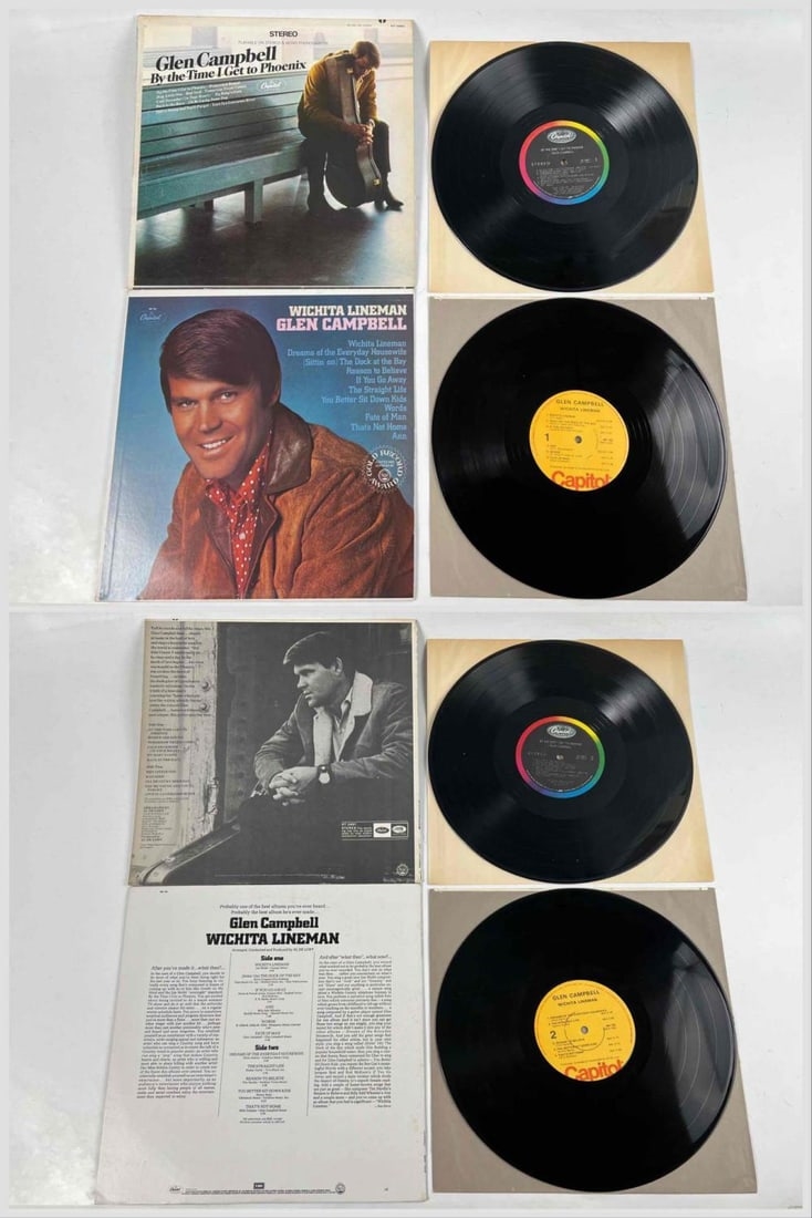 GLEN CAMPBELL Lot Of Vinyl Country Music Records & Autographed