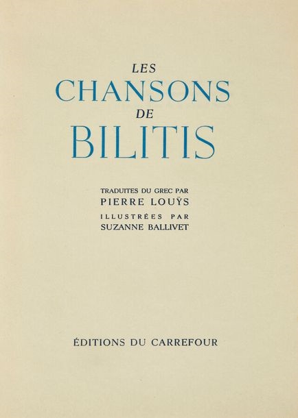 Suzanne Ballivet | Les Chansons de Bilitis (1943) | MutualArt
