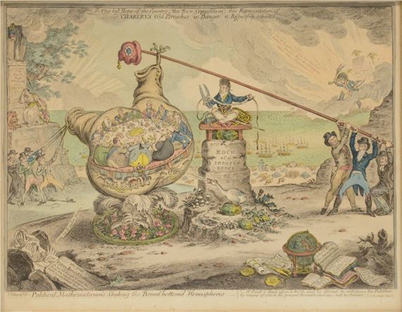 Political Mathematicians shaking the Broad Bottom’d Hemispheres by James Gillray, 1807