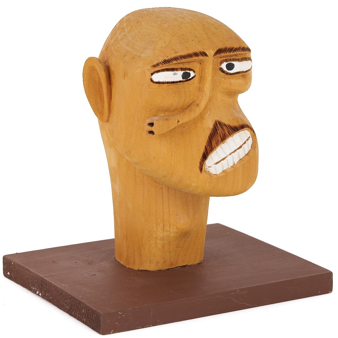 Artwork by Sulton Rogers, Sultan Rogers Folk Art Carved Head, Made of carved and painted wood