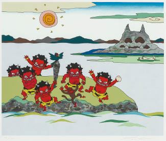 Kazuyuki Takishita | Momotaro, Slaying ogres in Onigashima | MutualArt