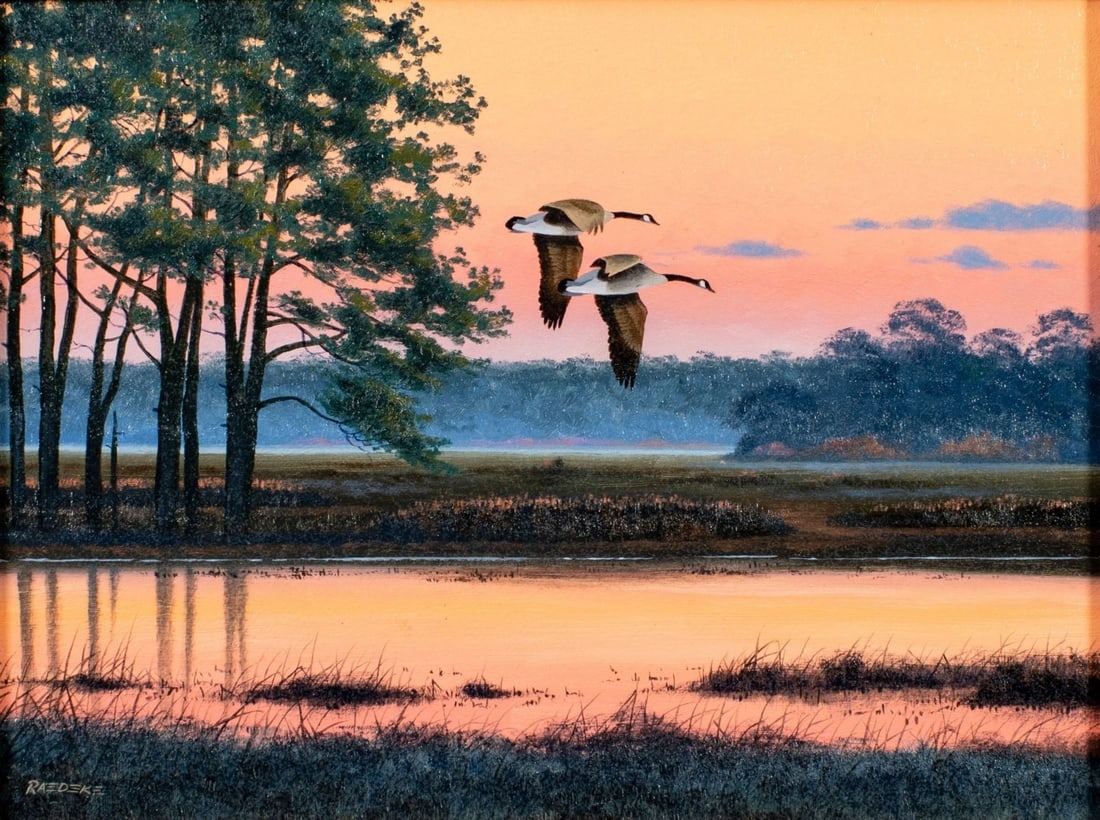 Jerry Raedeke | Flying Geese at Sunset | MutualArt