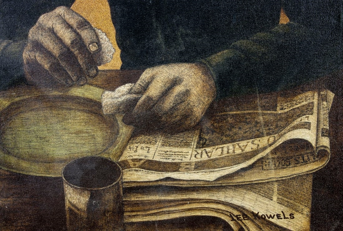 Artwork by Lee Kowels, A Day Spent (titled on verso, Made of oil on canvas