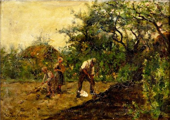 Joseph Milne (UK,1857-1911) oil painting antique by Joe Milne, 1881