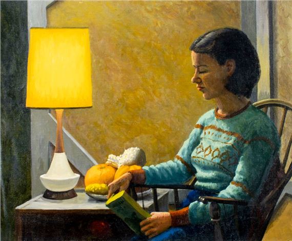 Woman Reading a Book by Jim Mcintyre