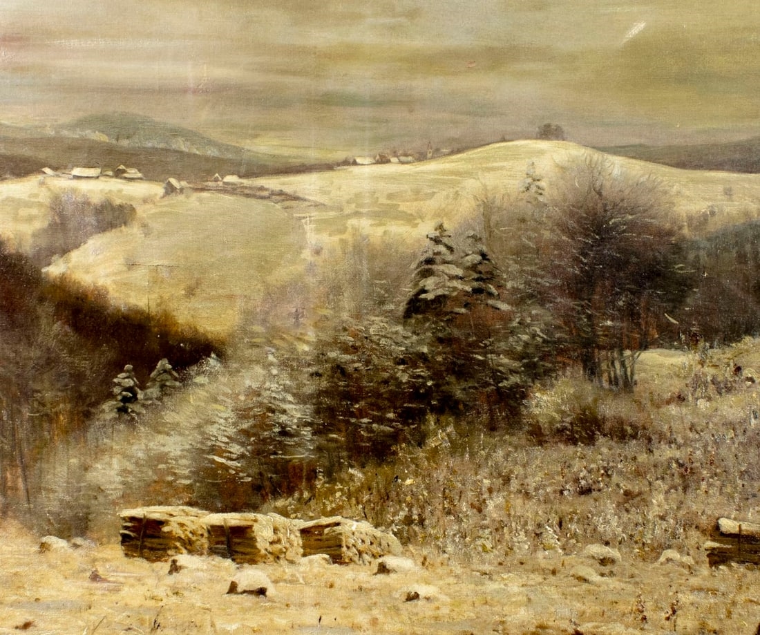 Artwork by Anton Filkuka, Winter Hilly Landscape, Made of oil on canvas