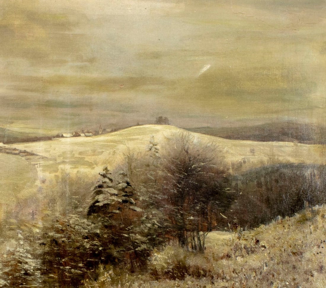 Artwork by Anton Filkuka, Winter Hilly Landscape, Made of oil on canvas