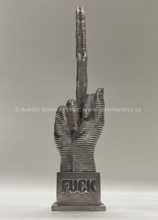 Artwork by David Cerny, FUCK (fakáč), Made of cínová plastika