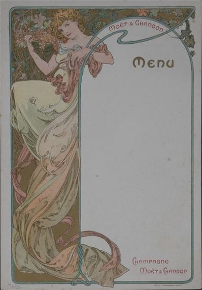 Alphonse Mucha | Moët et Chandon champagne menu (1899) | MutualArt