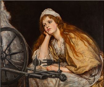 Priscilla at the spinning wheel -
Oil on canvas - Henrietta Rae