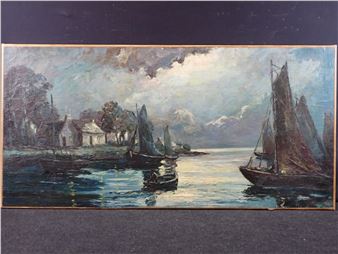 Joseph MAHE (XXe siècle) Les bateaux amarrés - Joseph Mahe