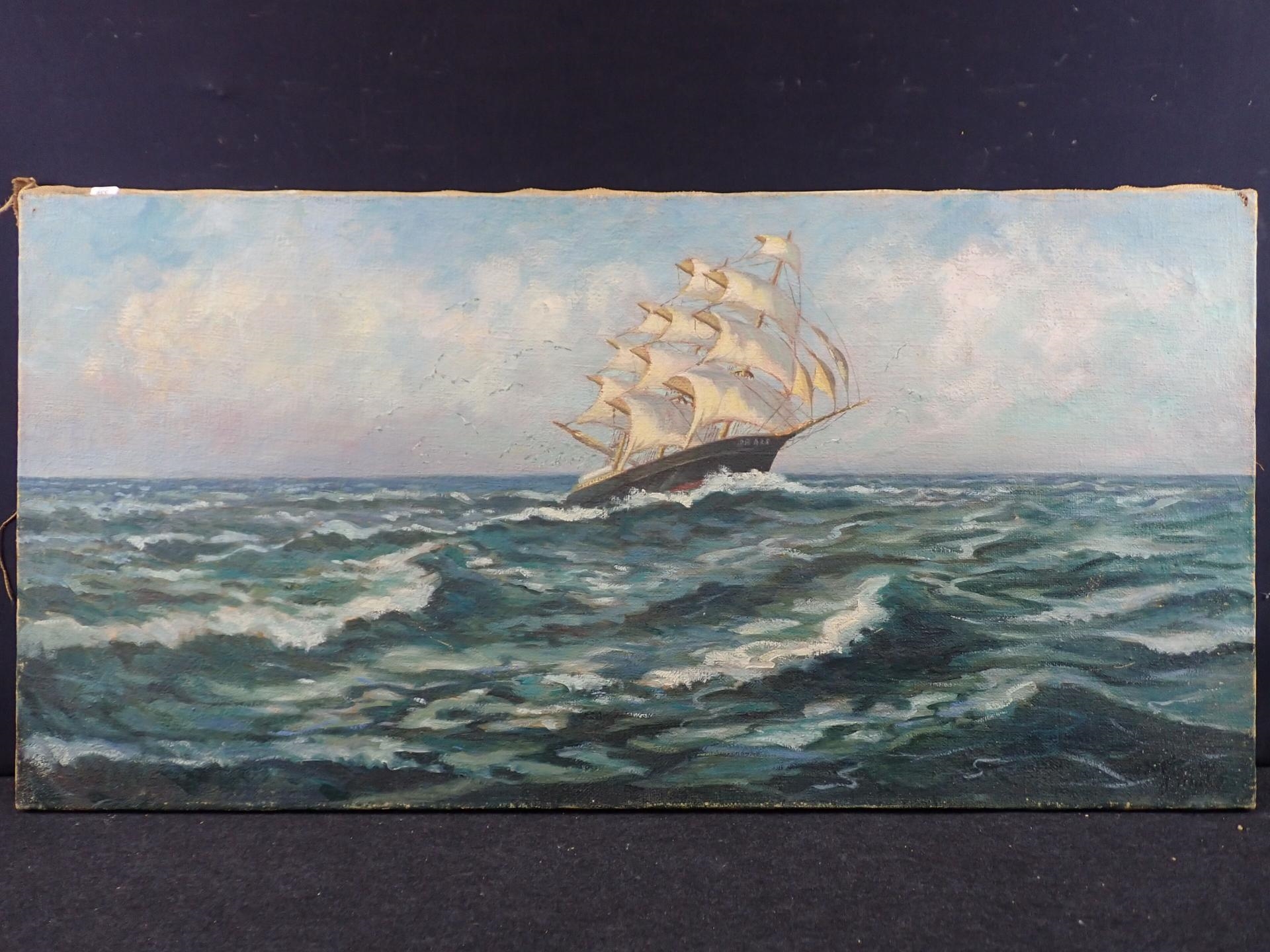 Artwork by Joseph Mahe, Joseph MAHE (XXe siècle) Le trois mats, Made of oil on canvas