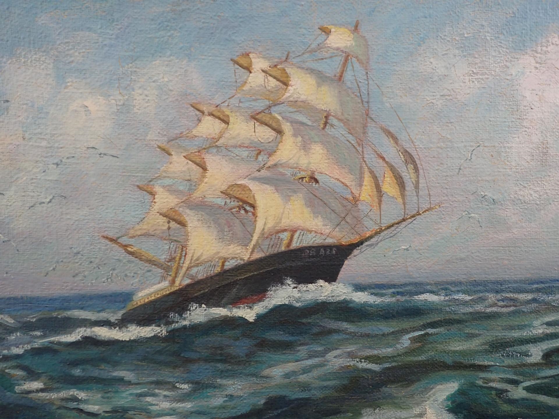 Artwork by Joseph Mahe, Joseph MAHE (XXe siècle) Le trois mats, Made of oil on canvas