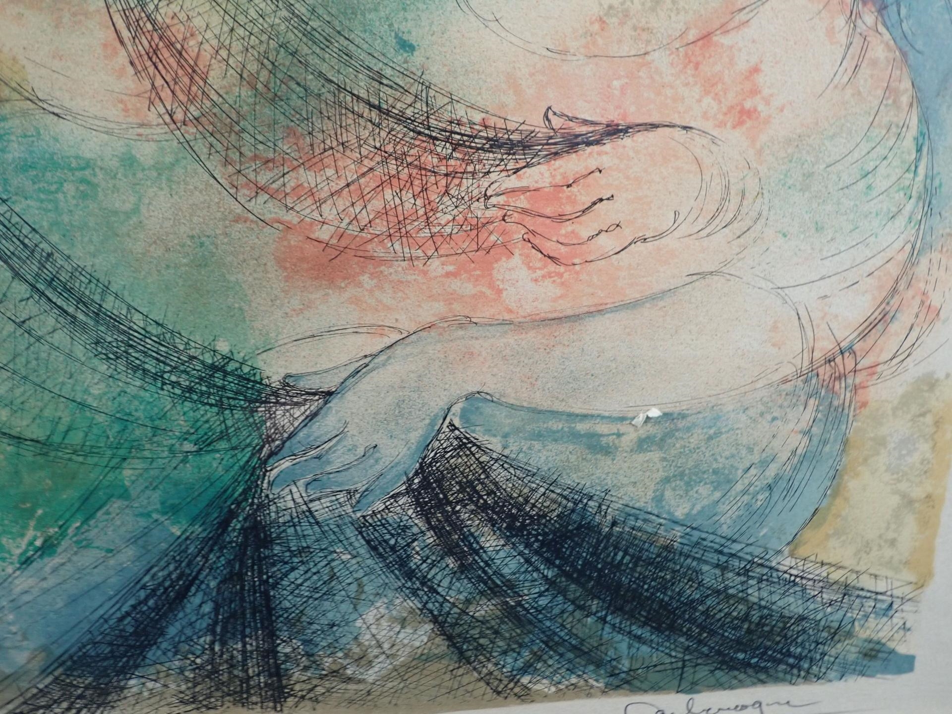 Artwork by Jean Camberoque, Les deux amies aux filets de pêche Lithographie, Made of lithograph