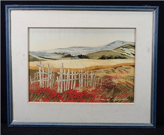 Daniel ANDRE (XXème) : Barrière aux coquelicots - Daniel Andre