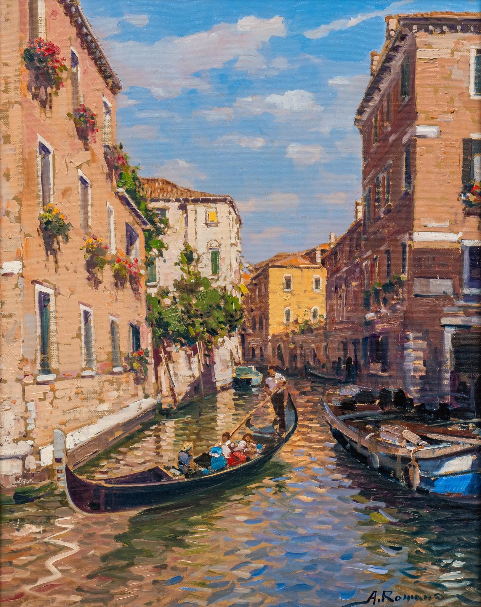 油彩画【アルマンド・ロマーノ】イタリア人画家！ 油彩画【アルマンド