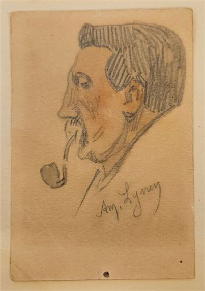 Amédée Lynen | Amédée Ernest LYNEN (1852-1938) Man with a pipe, drawing ...