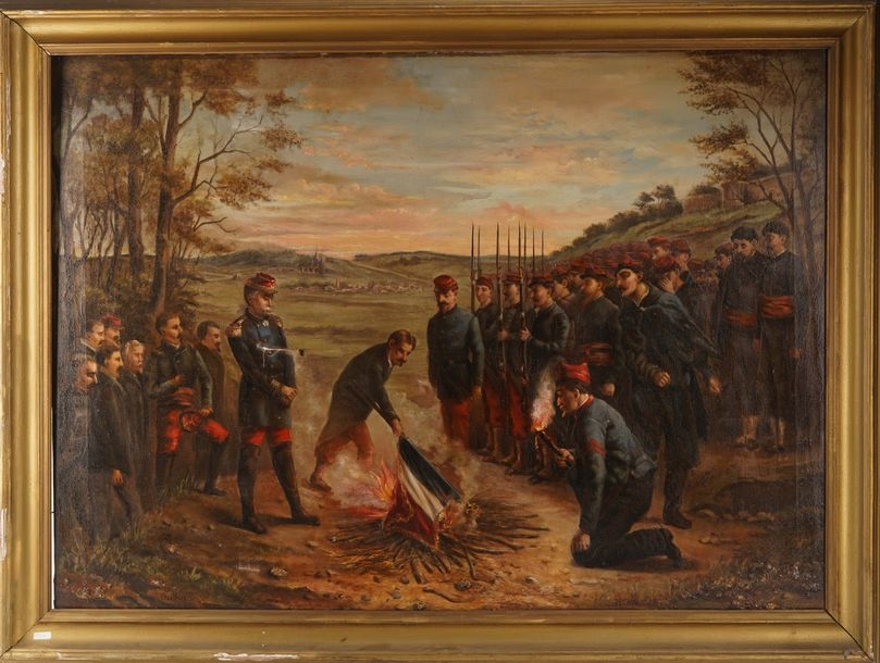 Artwork by Henri-Charles-Etienne Dujardin-Beaumetz, The Outrage Against the French Flag, Made of Oil on canvas