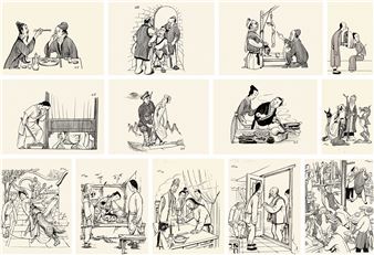 ORIGINAL WORKS FOR THE ILLUSTRATIONS OF LITTLE FISH WITH BIG EYES, ETC - Ding Cong