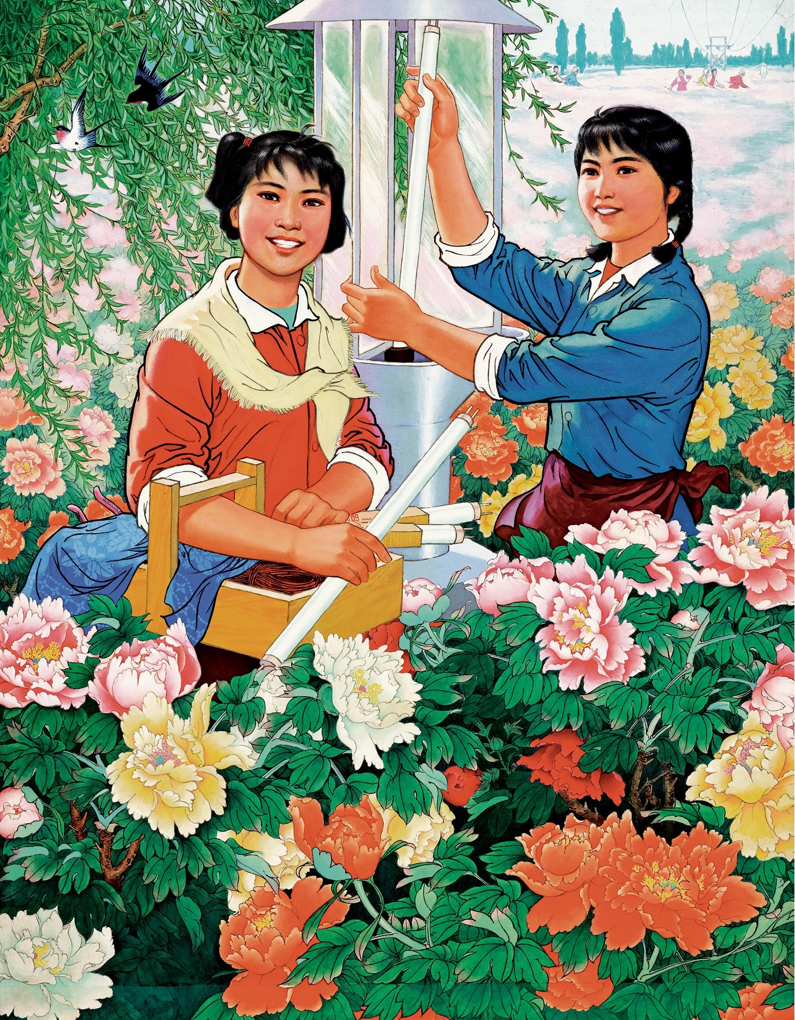 Artwork by Chen Pengtong, THE FLOWERS ARE REDDER TODAY, Made of Watercolor on paper