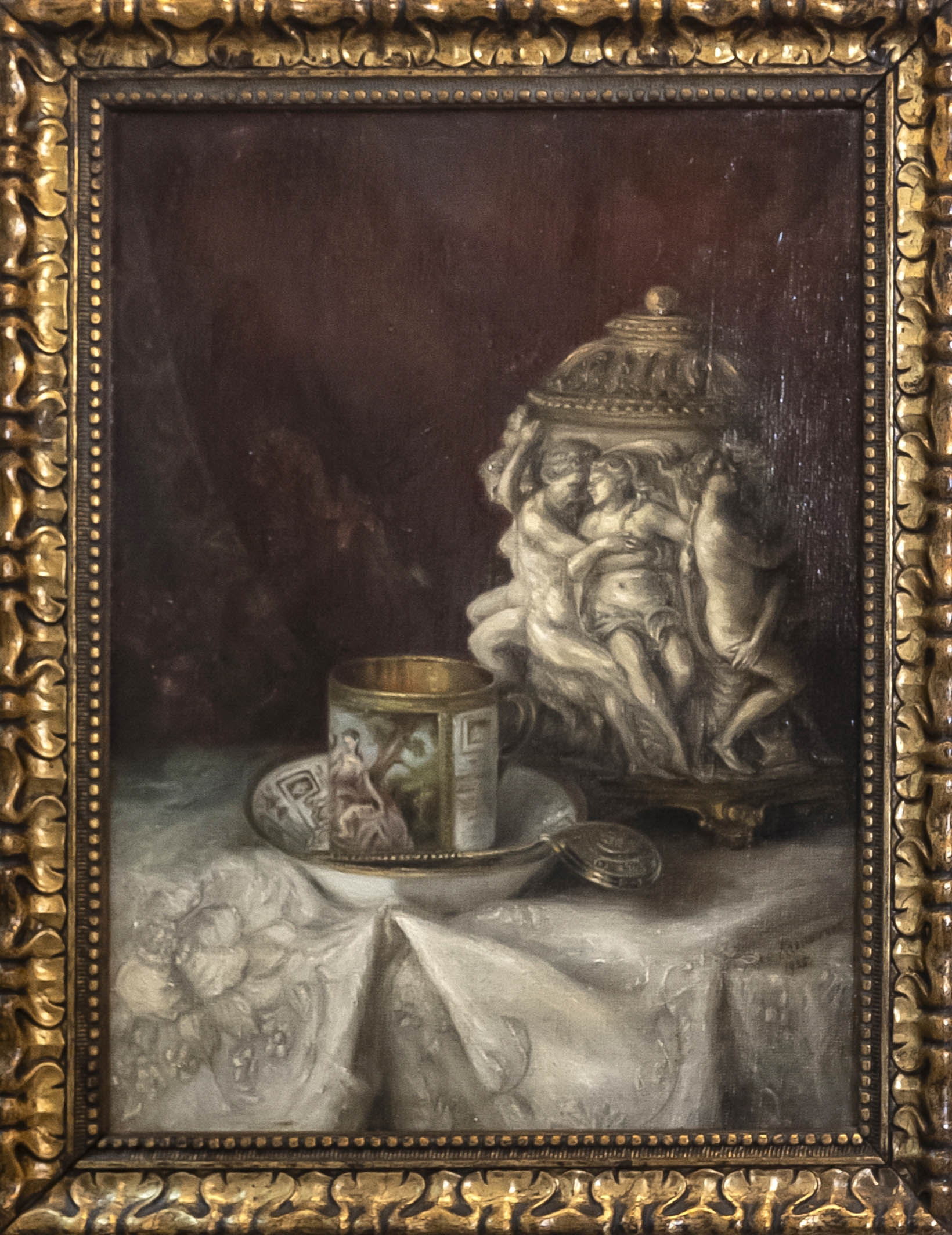 Artwork by Ludwig Augustin, Löffel und figürlichem Humpen, Made of oil on canvas