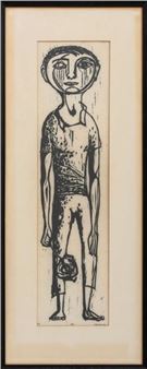 Regina Shekerjian "Boy" Woodblock on Rice Paper - Regina Bracchi