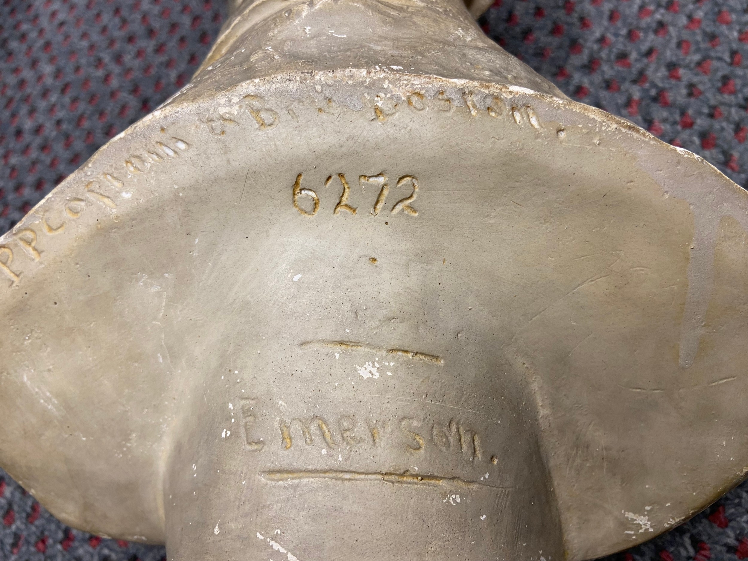 Artwork by Pietro Paulo Caproni, plaster bust of Ralph W. Emerson, Made of plaster bust