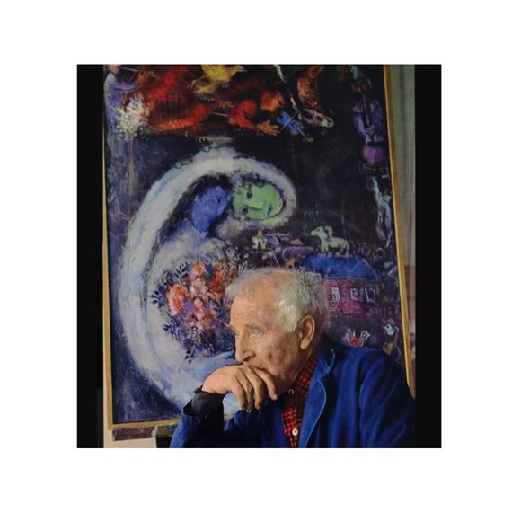 Marc Chagall | Marc Chagall in front of an oil painting, Print after a ...