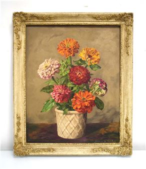 A still life study of dahlias, - Alfred Herbert Palmer