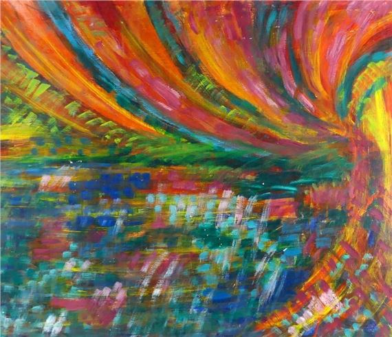 Mixed media abstract study on masonite by Clara Samuels