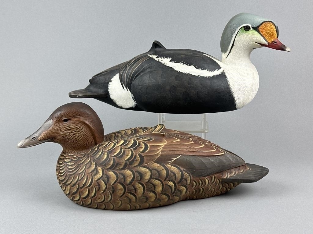 Artwork by Bill Weimer, Bill Weimer Pr of Eider Duck Decoys, Made of glass