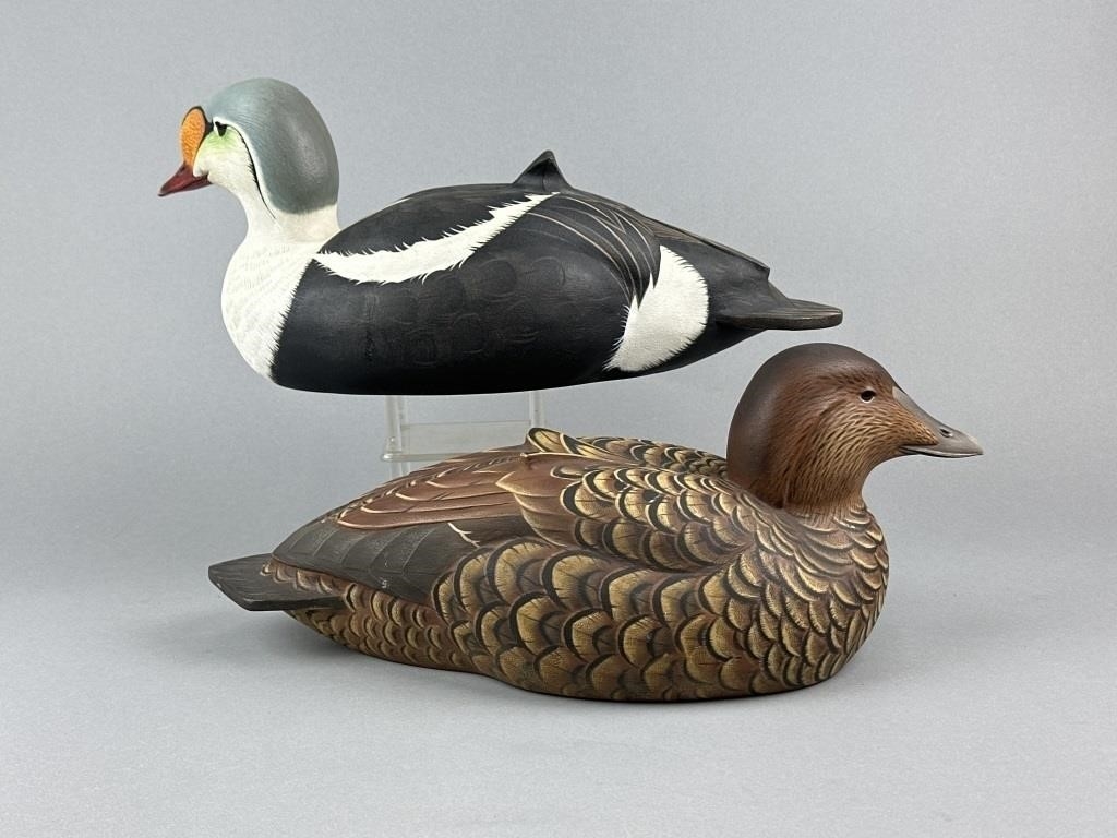 Artwork by Bill Weimer, Bill Weimer Pr of Eider Duck Decoys, Made of glass