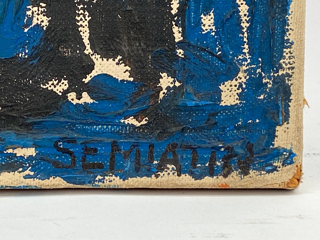 Artwork by Jacob Semiatin, JACOB MOSES SEMIATIN (1915-2003) ABSTRACT O/C, Made of canvas